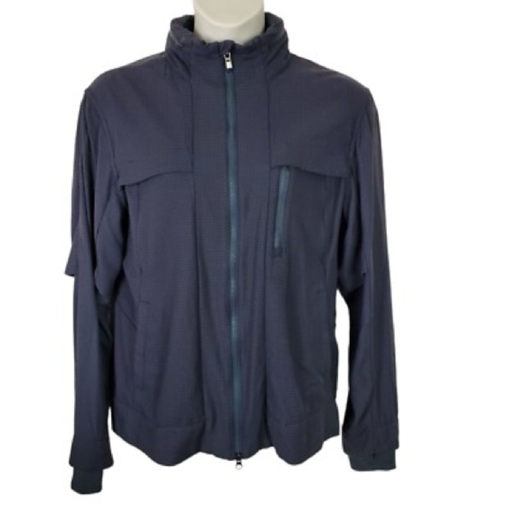Lululemon Athletica Full Zip Jackets Large Gray Stowaway Hood Long Sleeve